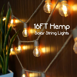 16FT Hemp Solar String Lights, 10CT
